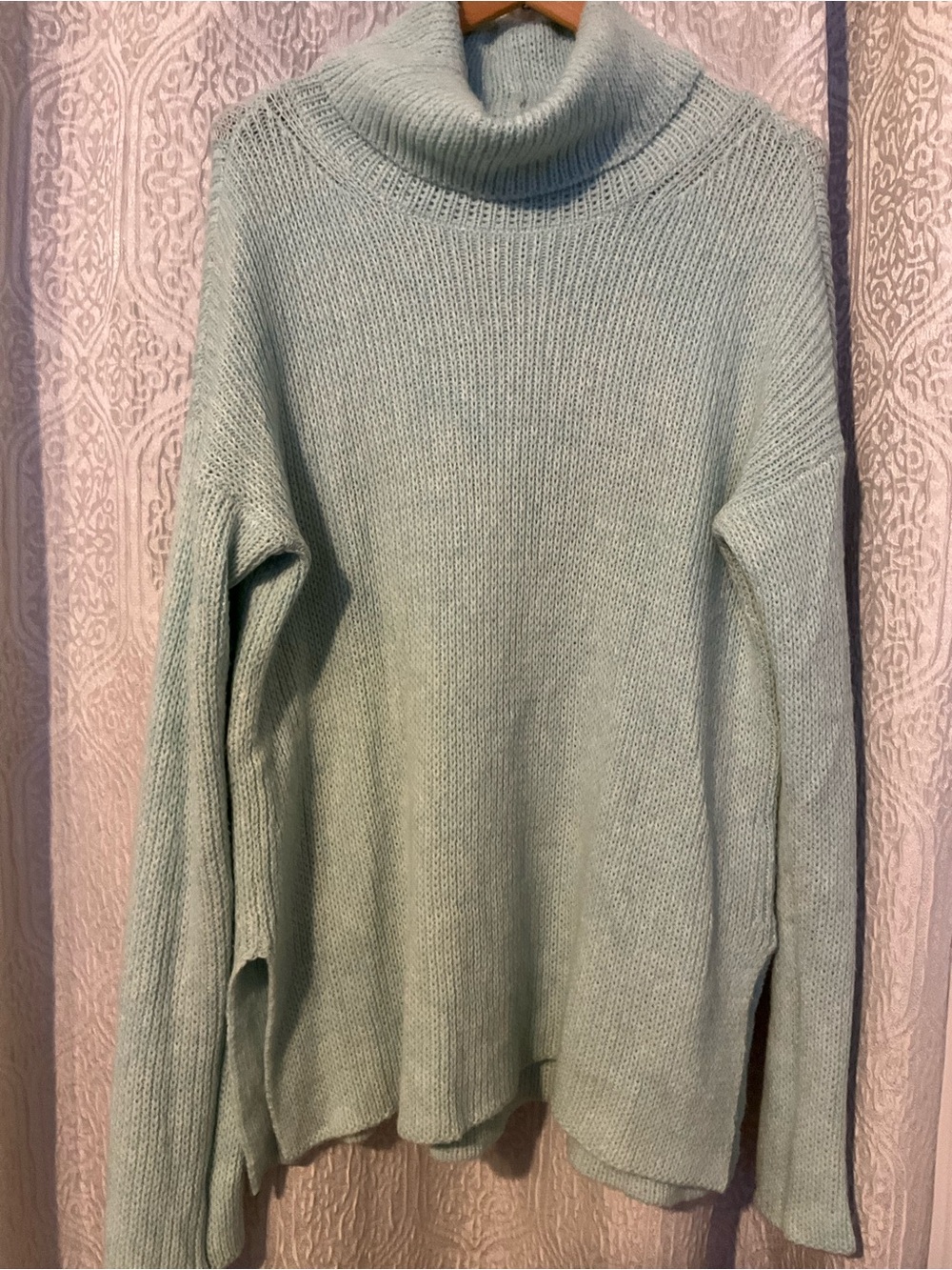Calypso St. Barth Light Mint Turtleneck Sweater Size L